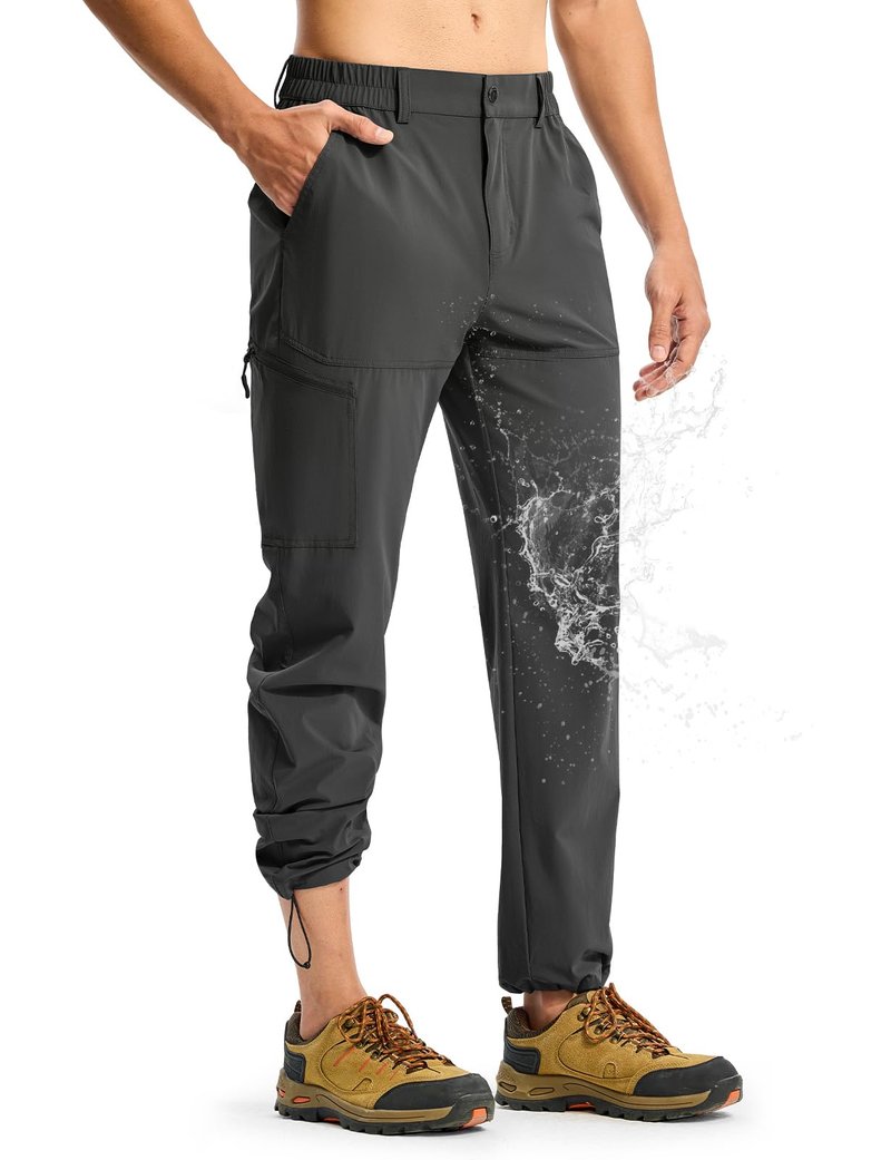 TBMPOY Men's Lightweight Hiking Pants Quick Dry 4 Pockets Stretch Water Resistant Travel Fishing Convertible Zip Cargo Jogger Dark Grey 34