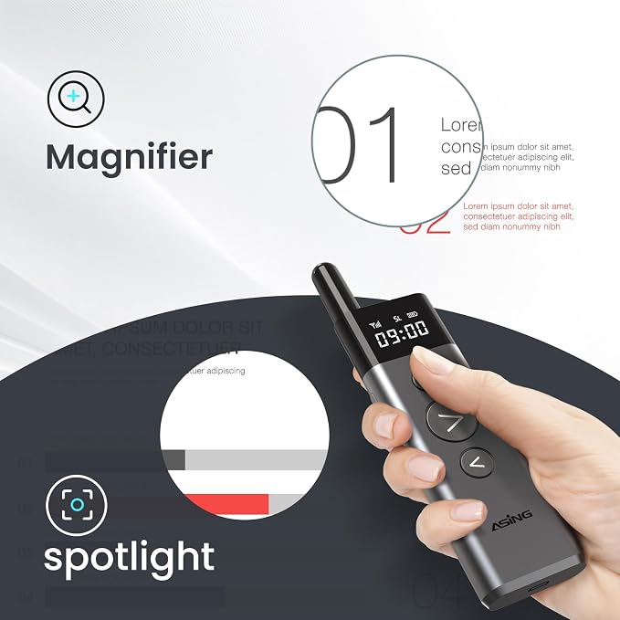 ASING Up to 980ft Long Range Wireless Presentation Remote, PowerPoint Clicker