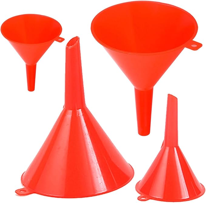 4pcs/set Kitchen Funnel for Filling Bottles Kitchen Funnel Wide Mouth PP Home Lab Flask Powder(Red)