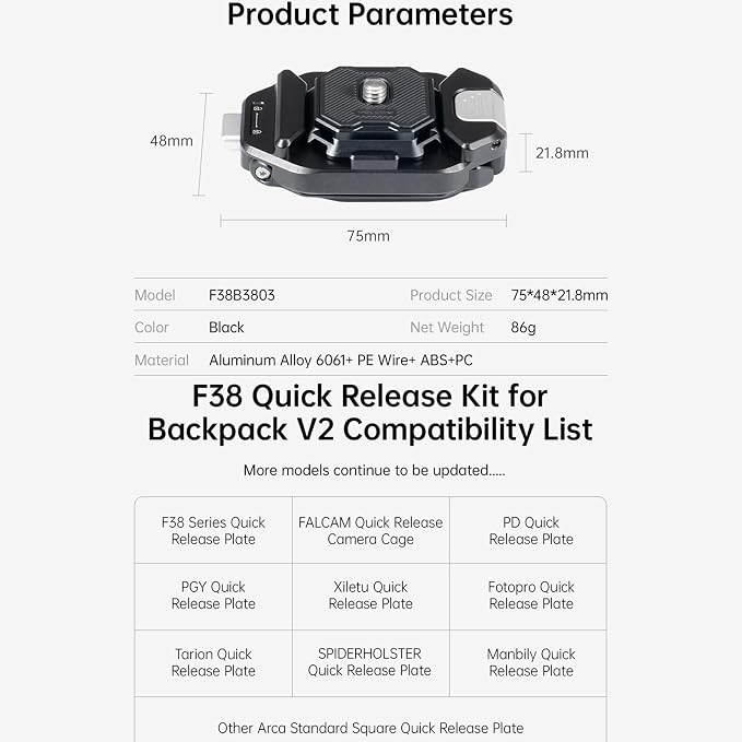 FALCAM F38 Quick Release Backpack Clip V2, Camera Strap Mount