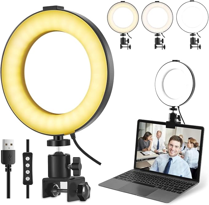 Video Conference Lighting Kit, Ring Light Clip on Laptop Monitor