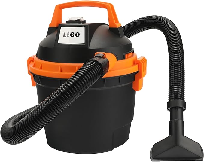 LIGO Shop Vacuum Wet and Dry, Mini Shop Vac with Accessories, 2.11 Gallon, 2HP, Handheld Vacuum for Garage, Home and Pet
