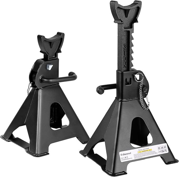 Donext Jack Stands, 3 Ton (6,000 lbs) Capacity Car Jack Stands Double Locking, 11.4"-16.54" Adjustable Height, Car Stand for Lifting, Black, 1 Pair