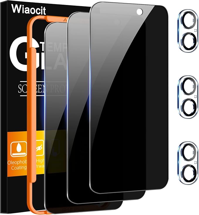 Wiaocit 3 Pack Tempered Glass Privacy Screen Protector