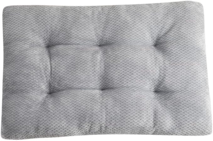 Washable Dog Bed for Large Breeds, Extra Cushioned Crate Mattress with Removable Fluffy Cover, Non-Slip Orthopedic Pet Pad, Machine Washable Kennel Mat(Grey,XL)
