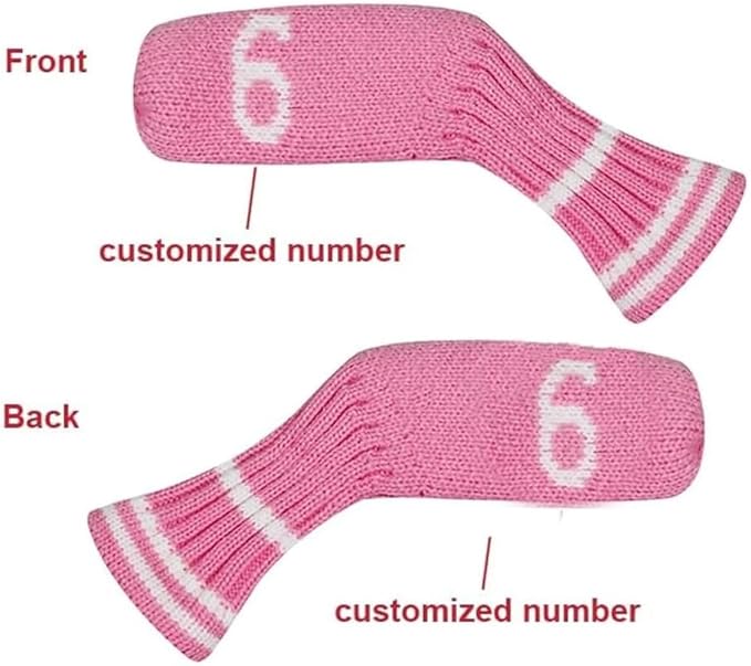 Scott Edward 1/7/10 Pcs Knitted Golf Club Head Covers for Irons Wedge Cuteness and Basically Socks Shape Washable Golf Club Head Protector on Classic Stripes Style，Double Sided Customization