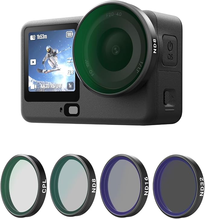 TELESIN CPL ND Filter Kit for DJI Osmo Action 6, 4 Pack CPL ND8 ND16 ND32