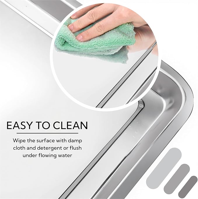 2 Pack Stainless Steel Oil Drip Pan, 27''L x 19''W Metal Oil Change Tray for Under Car, Large Automative Oil Catch Mat Replacement for Fluid Grease Dripping, Keep Floor Clean