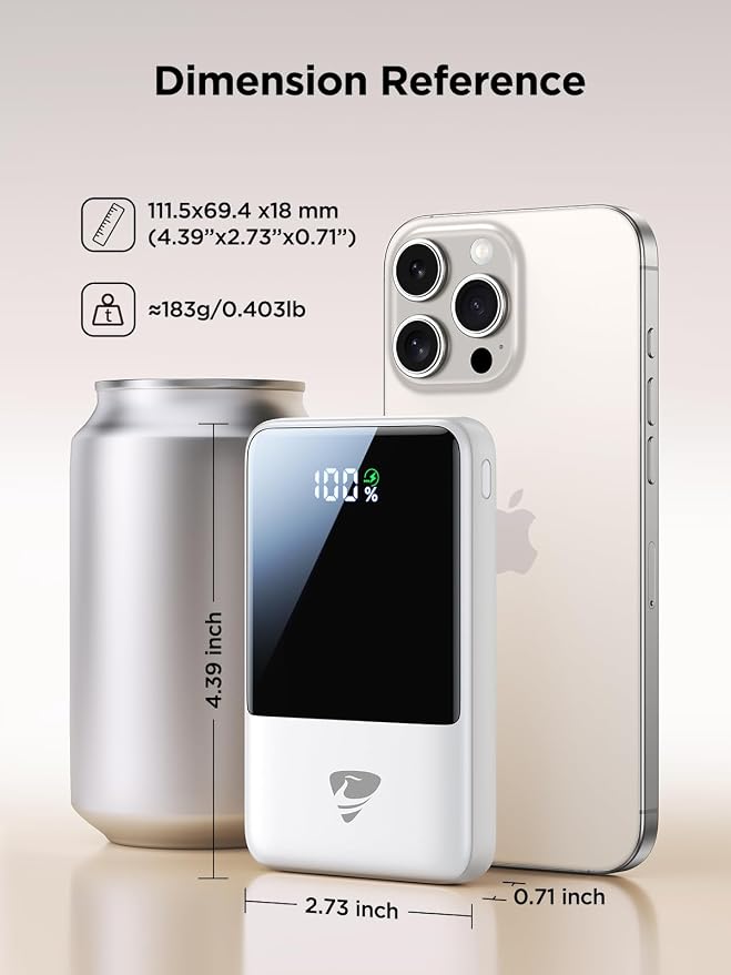 Aioneus Portable Charger, 10000mAh Power Bank 22.5W Fast Charging Portable Charger with Built in Cable Battery Pack USB C Travel Charger for iPhone11 12 13 14 15 16 Samsung GalaxyS24 S23 Android(1 Pk)