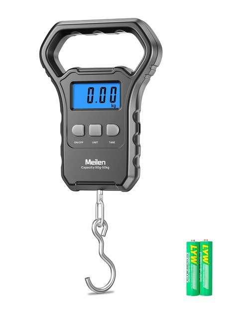 Meilen Fishing Scale - 110lb/50kg Digital Luggage Weigh Scale with Backlit LCD Display | Ideal for Travel & Fishing