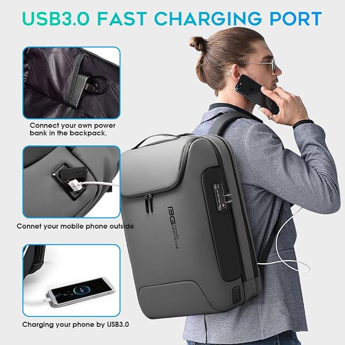 BANGE Anti Theft Backpack With TSA Lock, Waterproof Backpacks With YKK Zipper