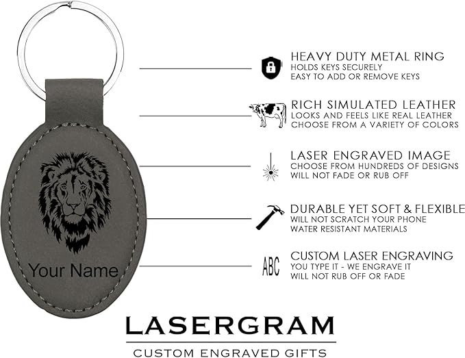 LaserGram Oval Keychain, Off Road Racer, Personalized Engraving Included (Gray)