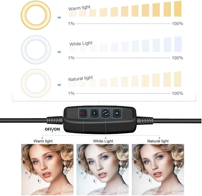 Ring Light OEBLD Dimmable with 3 Light Modes & 10 Brightness Level LED Ring
