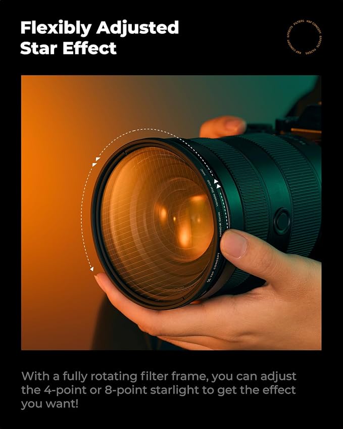 K&F CONCEPT 52mm Variable Star Filter Cross Screen Starburst Filter 4, 8 Points