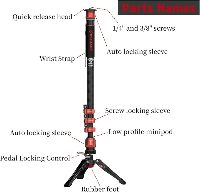 IFOOTAGE Cobra 3 C180F-P Carbon Fiber Video Monopod