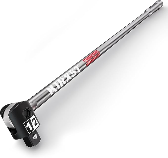 25-Inch 1/2” Drive Breaker Bar, 250° Rotatable Head, Heavy Duty Extension Breaker Bar, Ball Lock Function, Laser Marking, Mechanical Work, Automobile and Motorcycle Maintenance and Repair