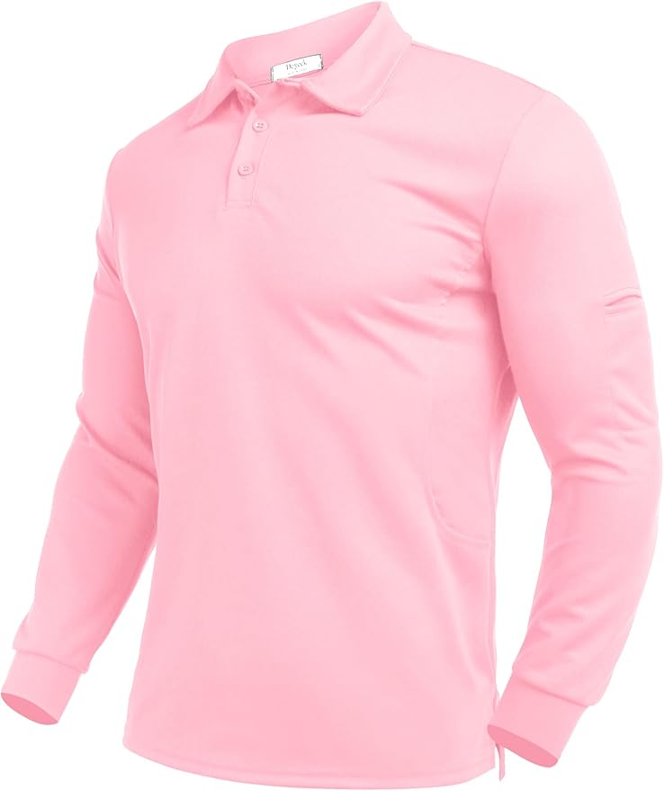 Deyeek Men's Polo Shirts Long Sleeve Golf Polo Shirts for Men Quick Dry UPF 50+ Sun Protection Polos Casual Collared Shirts