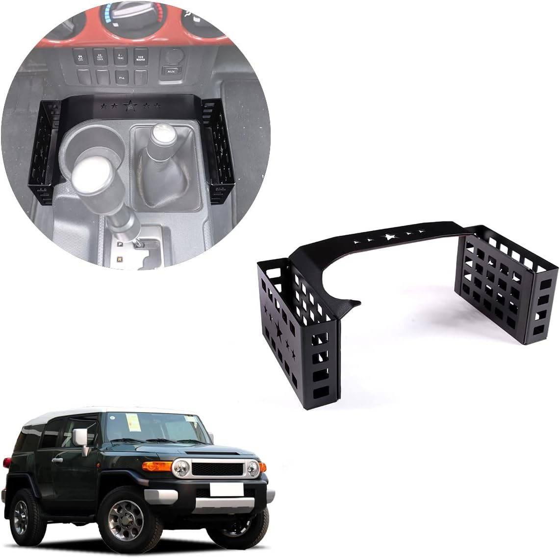 Car Center Console Shifter Storage Box Compatible with Toyot@ FJ Cruiser 2007-2021 Aluminum Alloy Center Console Gear Shift Organizer Tray Storage Box Basket Interior Accessories