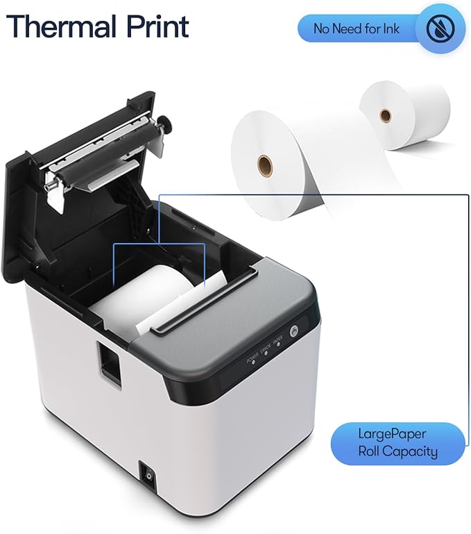 Bisofice 80mm Receipt Printer ESC/POS Thermal Printer Desktop Direct Print