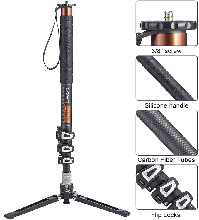 Cayer Carbon Fiber Monopod Leg, 68 Inch Camera Telescopic Video Monopod Tube