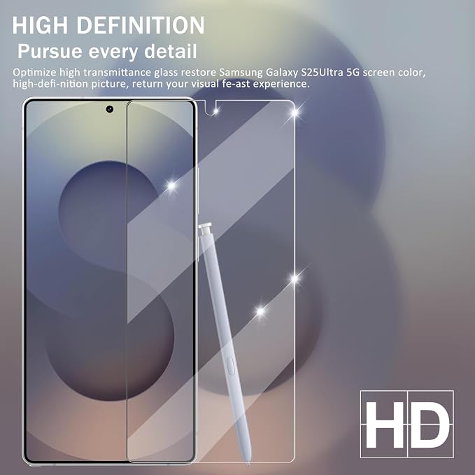 Screen Protector for Samsung Galaxy S25 Ultra, Tempered Glass for Galaxy S25