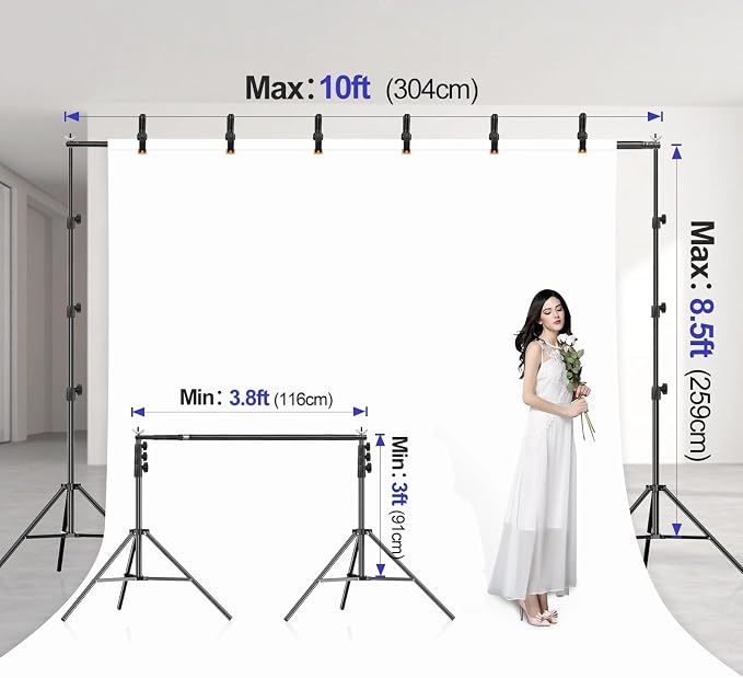 EMART 10x8.5FT Backdrop Stand, Photo Video Studio Adjustable&Lockable Heavy