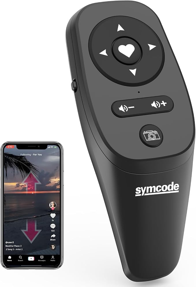 Symcode Smartphone Remote Control Kindle App Page Turner TikTok Remote Control