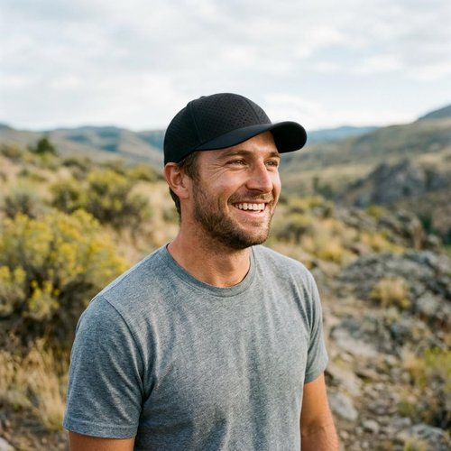 FEINION Men's Summer Performance Hat - Breathable Snapback with Laser Perforated Mesh