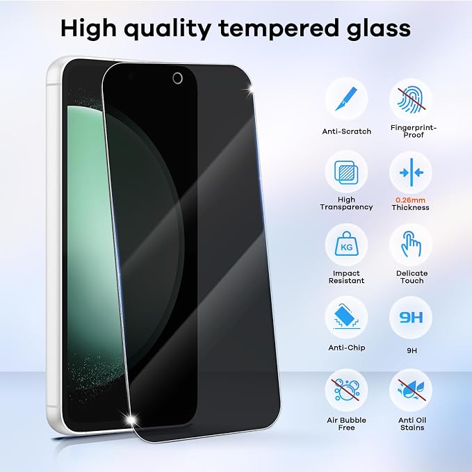 3+3 Pack for Samsung Galaxy S23 FE 5G Privacy Screen Protector & Phone Camera