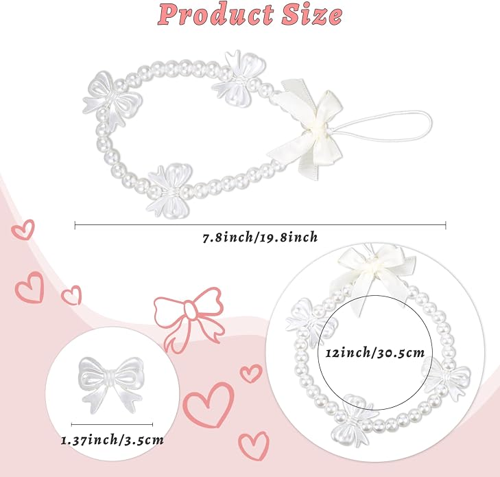 Pink Beaded Phone Wrist Straps, Y2K Phone Case Charms Camera Charm Strap
