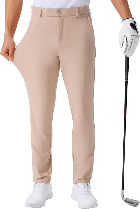 QPNGRP Men's Golf Pants 30"/32"/34" Inseam Lightweight Stretch Work Dress Pants