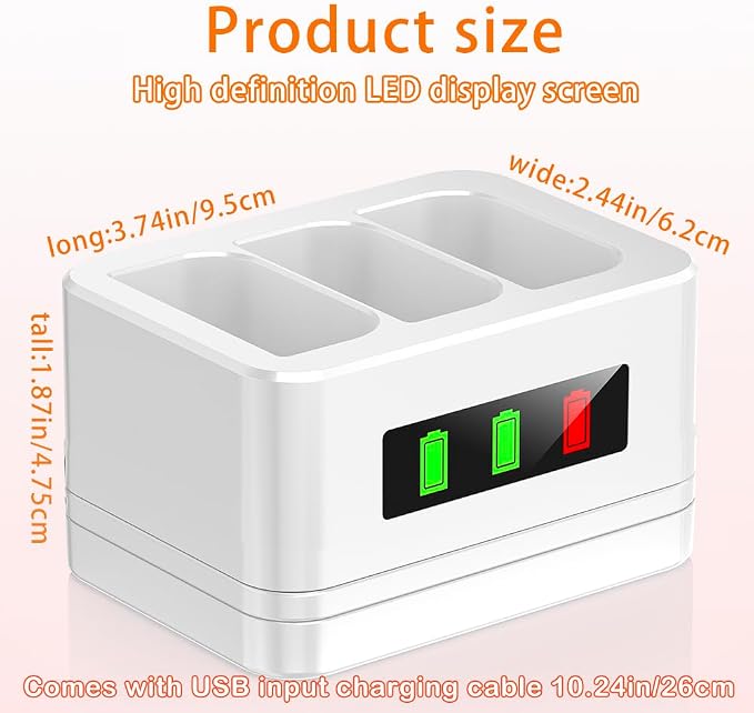 3-Slot Battery Charging Station/Battery Charger/Charging case,