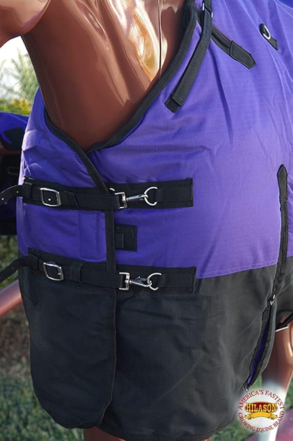 HILASON 1200D Winter Waterproof Poly Horse Turnout Blanket Belly Wrap Purple | 70 in