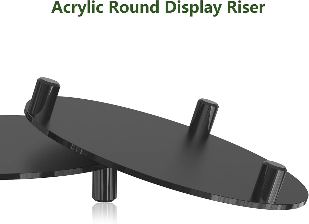 Skiennix Acrylic Risers - 10-Inch Round Black Pedestal Stand for Indoor Plants & Décor