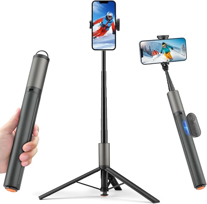 62 inch Selfie Stick Tripod for iPhone, Auto-Open Phone Tripod Stand
