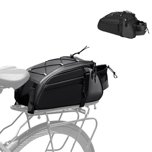 Dreamoon Waterproof Bike Rear Rack Bag, 10L Large Capacity Bicycle Trunk Bag, Reflective Cycling Saddle Panniers with Shoulder Strap, Bike Backseat Bag for Commuter & Outdoor Travel (New-Black)