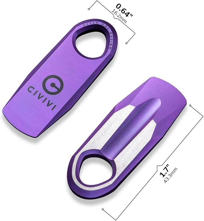 CIVIVI Mini Titanium Pry Bar, 1.70" Overall Ti-Bar EDC keychain Multi-Tool, Designed by Ostap Hel C21030-2 (Purple)