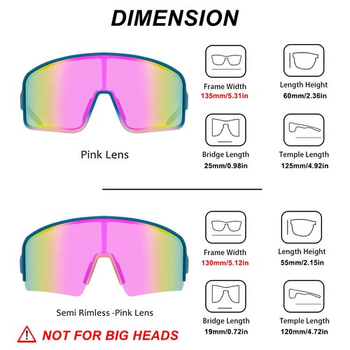 MAXJULI Polarized Sunglasses for Men Women,Windproof Outdoor Sports Cycling UV400 Protection Semi-Rimless Sun Glasses (Solid Blue to Half Transparent Pink/Pink Lens)