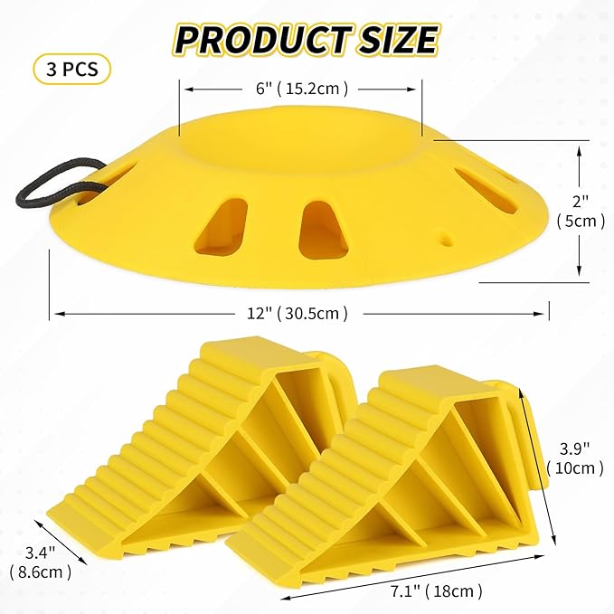 OULEME Trailer Jack Chocks and Wheel Dock for Boat Travel Trailer Camper and RVs, Caster Stopper for Single 6'' 8'' and Dual 6'', with Rope Handle