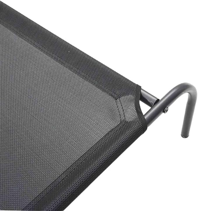 XXL Elevated Dog Bed, Portable Raised Pet Cot for Large Breeds, Breathable Textilene Mesh Cooling Dog Bed with Heavy-Duty Steel Frame, Indoor Outdoor Use, Black, 59.1 x 35.4 Inches