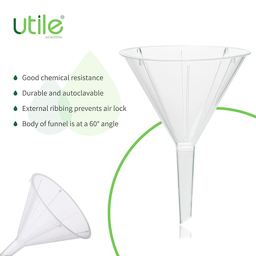 Utile 2pcs Plastic Analytical Funnel Set, PP Material, Top Diameter 153mm, Small Funnel for Lab Bottles, Recreational Activities, 4512.0019.2