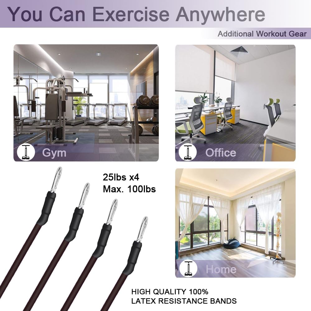 Skiennix Pedal Resistance Band - 4-Tube Elastic Pull Rope for Effective Sit-Up & Stretching Workouts