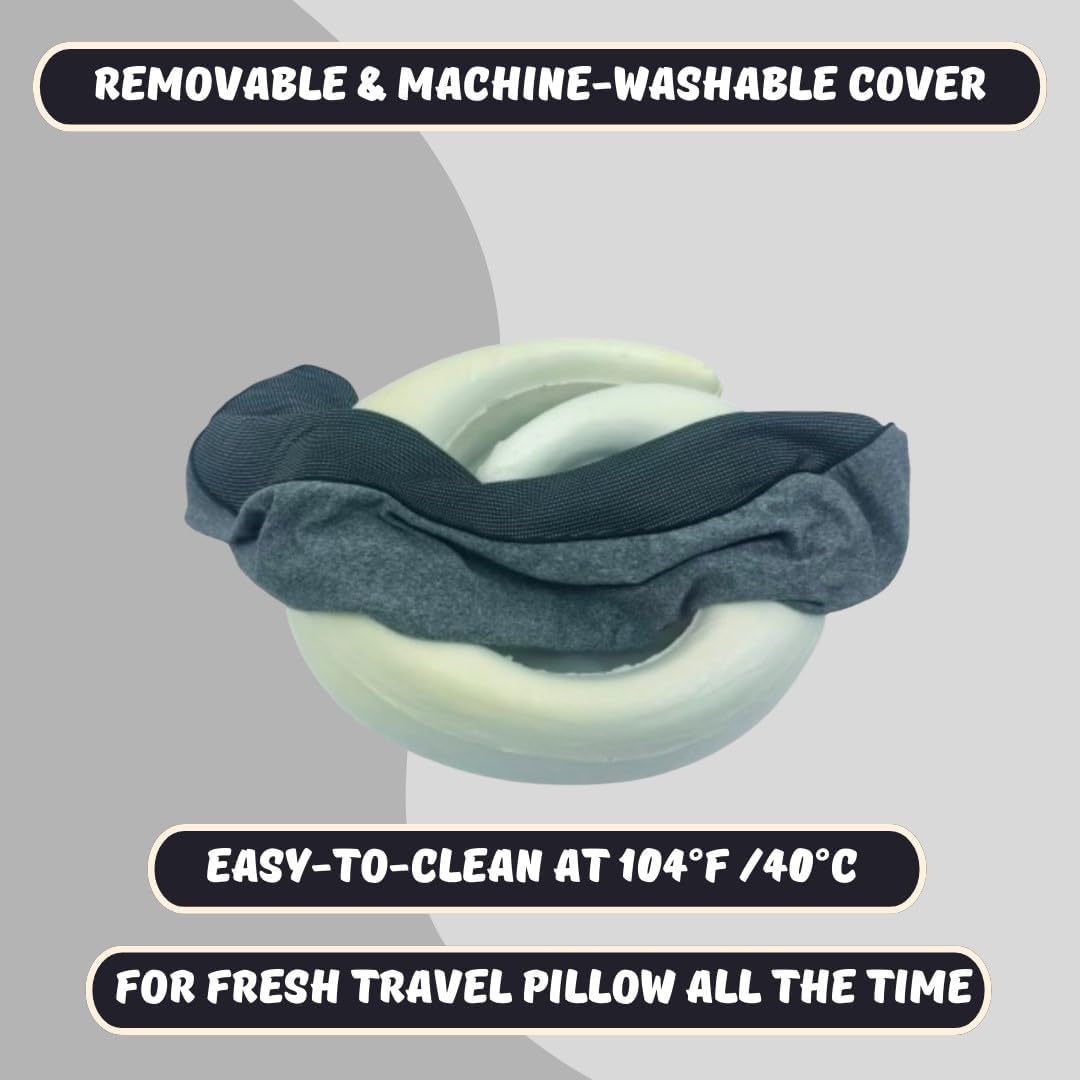 Neck Pillow | Compact Travel Pillows for Airplanes, Car Trips and Home Comfort| Foldable Memory Foam Neck Support | Size Adjustable for Adults and Kids | Lightweight (0.60 Pounds) and U-Shape Design
