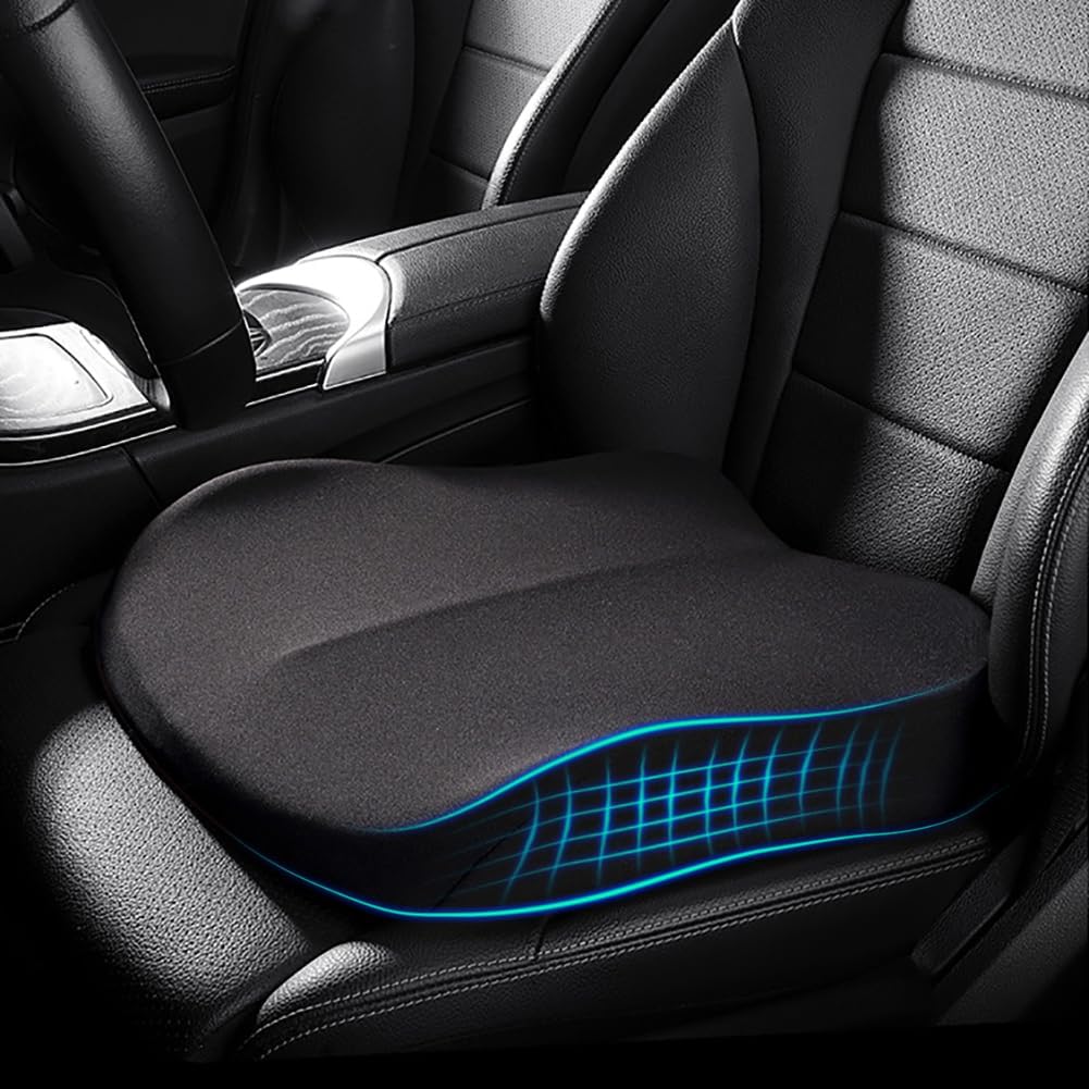 Adult Booster Car Seat Cushion, Wedge Memory Foam Pad for Driving Seat, Effectively Increase Height By 3.94 inch, Car Travel Accessories for Long Trips, (Coffee)