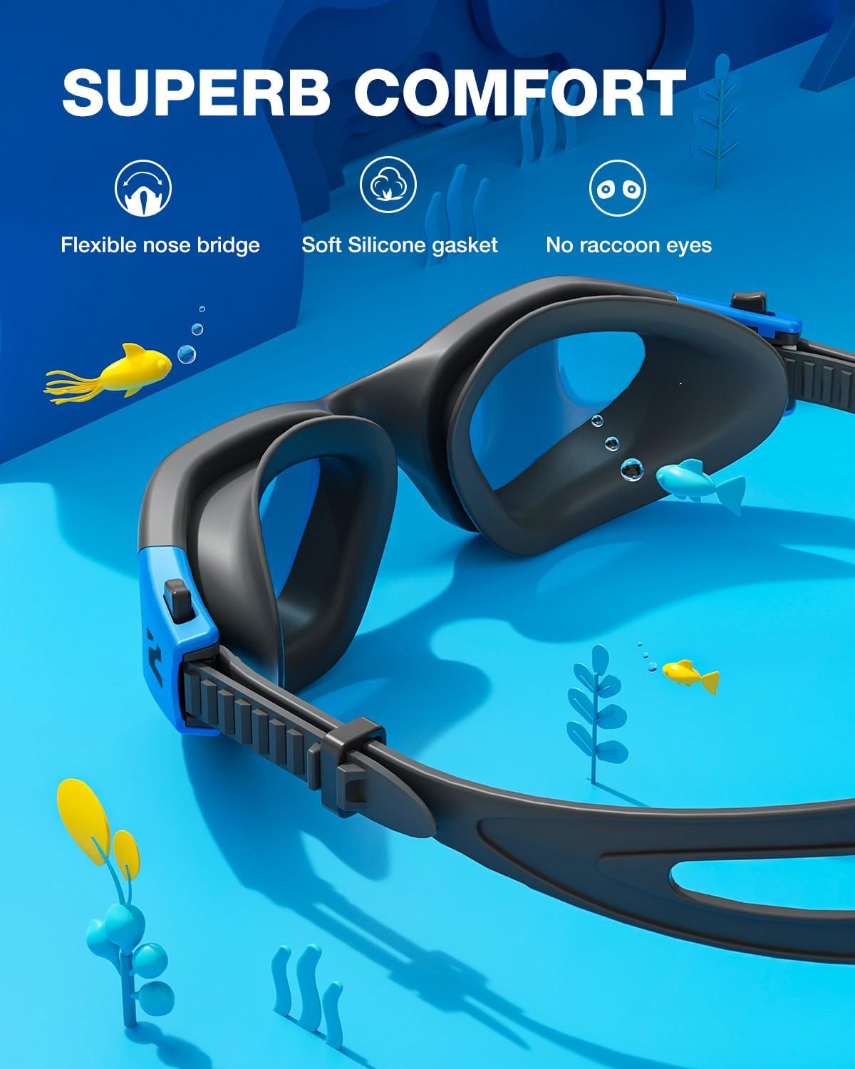 ZIONOR Kids Swim Goggles - G1MINI SE Anti-Fog UV Protection for Ages 6-14 | Comfortable Fit