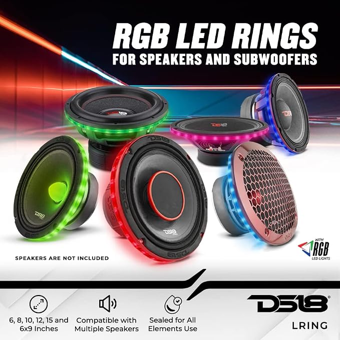 DS18 LRING15 15” RGB LED Speaker Ring – Waterproof Multi-Color LED Light Ring