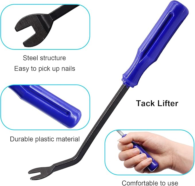 5PCS Upholstery Tools Kit - Dual Head Soft Rubber Mallet Hammer with 2PCS Replacement Head, Nail Tack Remover Tool & Removal Pliers for Furniture Floor Jewelry Craft Project etc