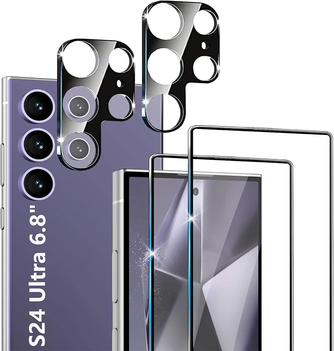 XDesign [2+2 Pack Galaxy S24 Ultra Screen Protector, 9H Tempered Glass Scratch