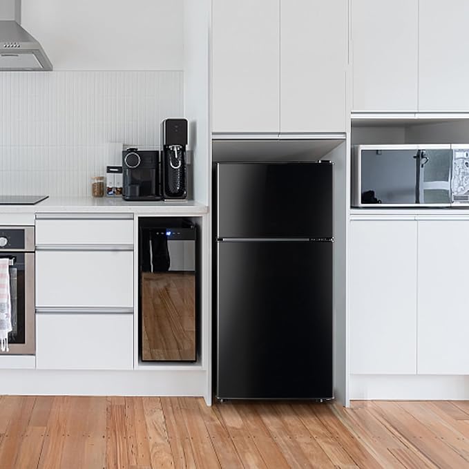 2.4 Cu.Ft Small Refrigerator with Freezer Mini Fridge Removable Plastic Shelves Ideal for Apartment,Dormitory Black