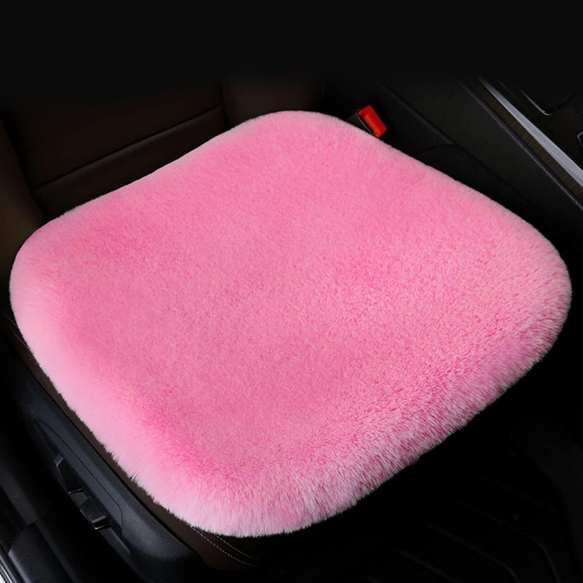 1 Set 3 pcs Soft Fluffy Auto Seat Cover Faux Wool Auto Front & Back Seat Pad Car Seat Cover Protector Cushion Soft Warm for Winter Mat Universal Fit (Pink)